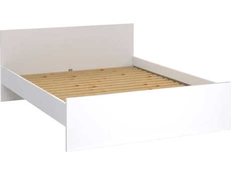 Cama de Casal TVILUM Branca em Madeira (Outlet Grade A - Estrado Incluído 140x190 cm)