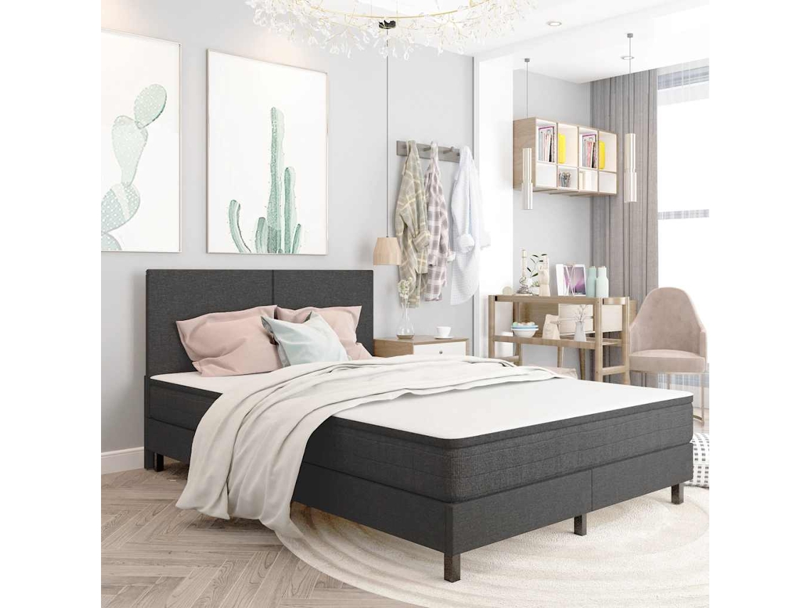 Vidaxl Cama Boxspring 140x200 Cm Tecido Cinzento