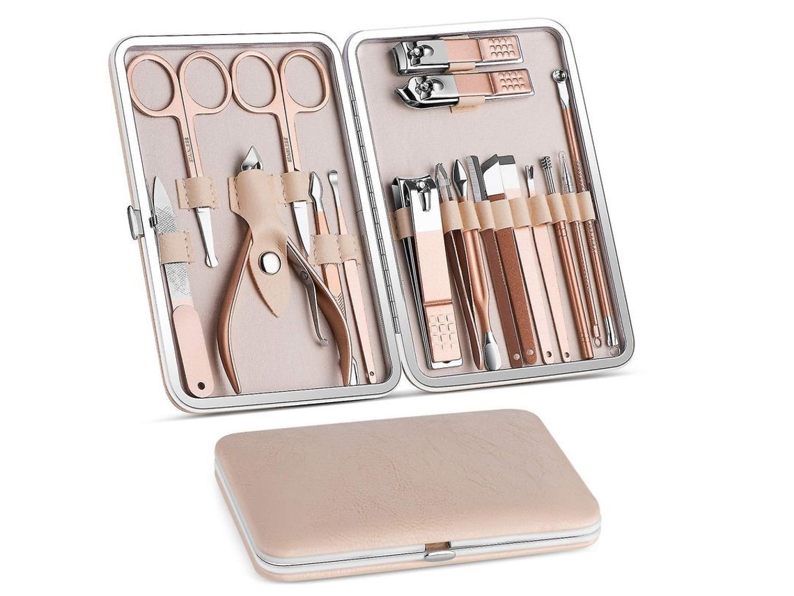 Kit de Manicure e Pedicure Profissional 18 em 1 com Estojo de Viagem para Homens e Mulheres