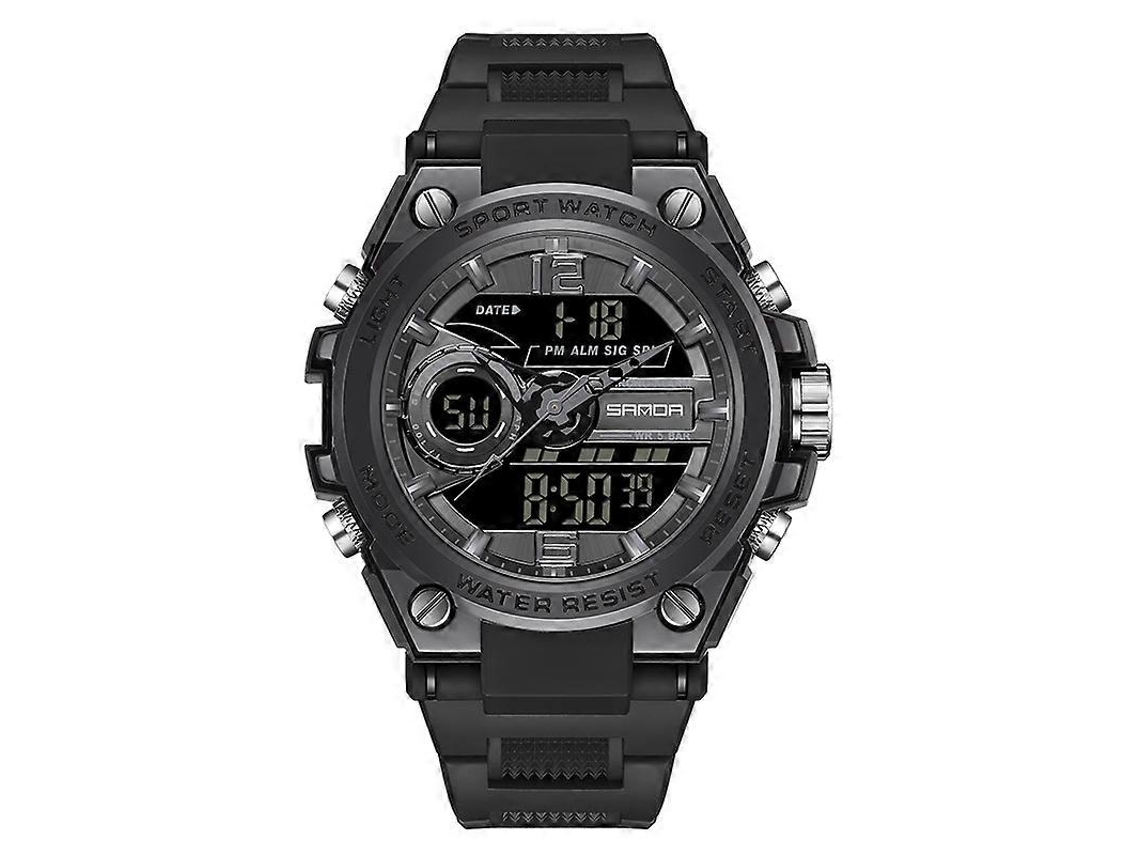 Relógio Esportivo À Prova D'água Sanda 6092 Com Visor Luminoso De Duplo Fuso Horário