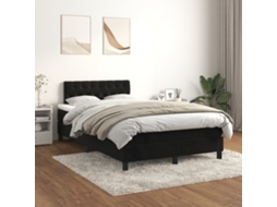 Cama Boxspring Com Colchão 120x200 Cm Veludo Preto