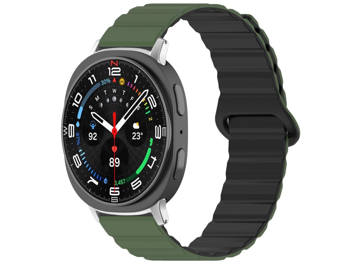 Bracelete para Samsung Galaxy Watch 8 / 8 Classic Silicone Brilhante Magnético Loop Verde exército e Preto XIAOMOYU