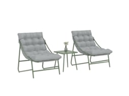 Conjunto de Jardim Aço, Textileno Cor Cinza Claro 88x64x84 cm Outsunny