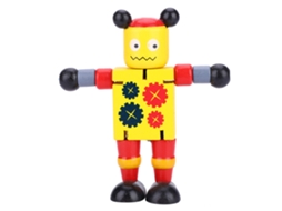 Primerox brinquedo de Robô de Madeira Cute para Crianças Brincar e Aprender Educação (amarelo)
