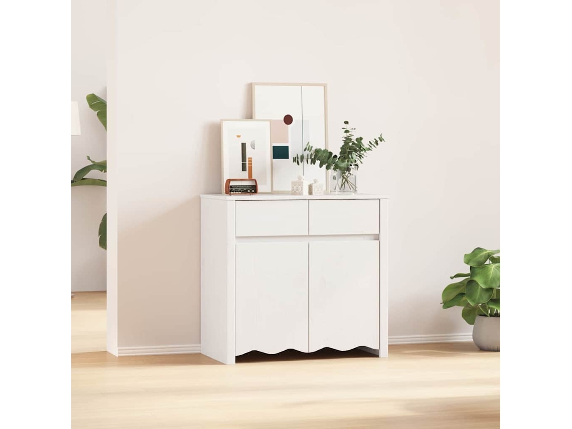 Vidaxl Buffet Drammen Branco 79 X 43 X 75.5 Cm Madeira De Pinho Maciça