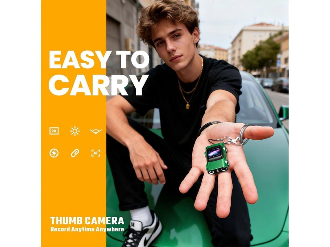 Mini Câmara Digital Em Forma De Carro Com Ecrã Tft De 1,0 Polegadas E Gravação 2k