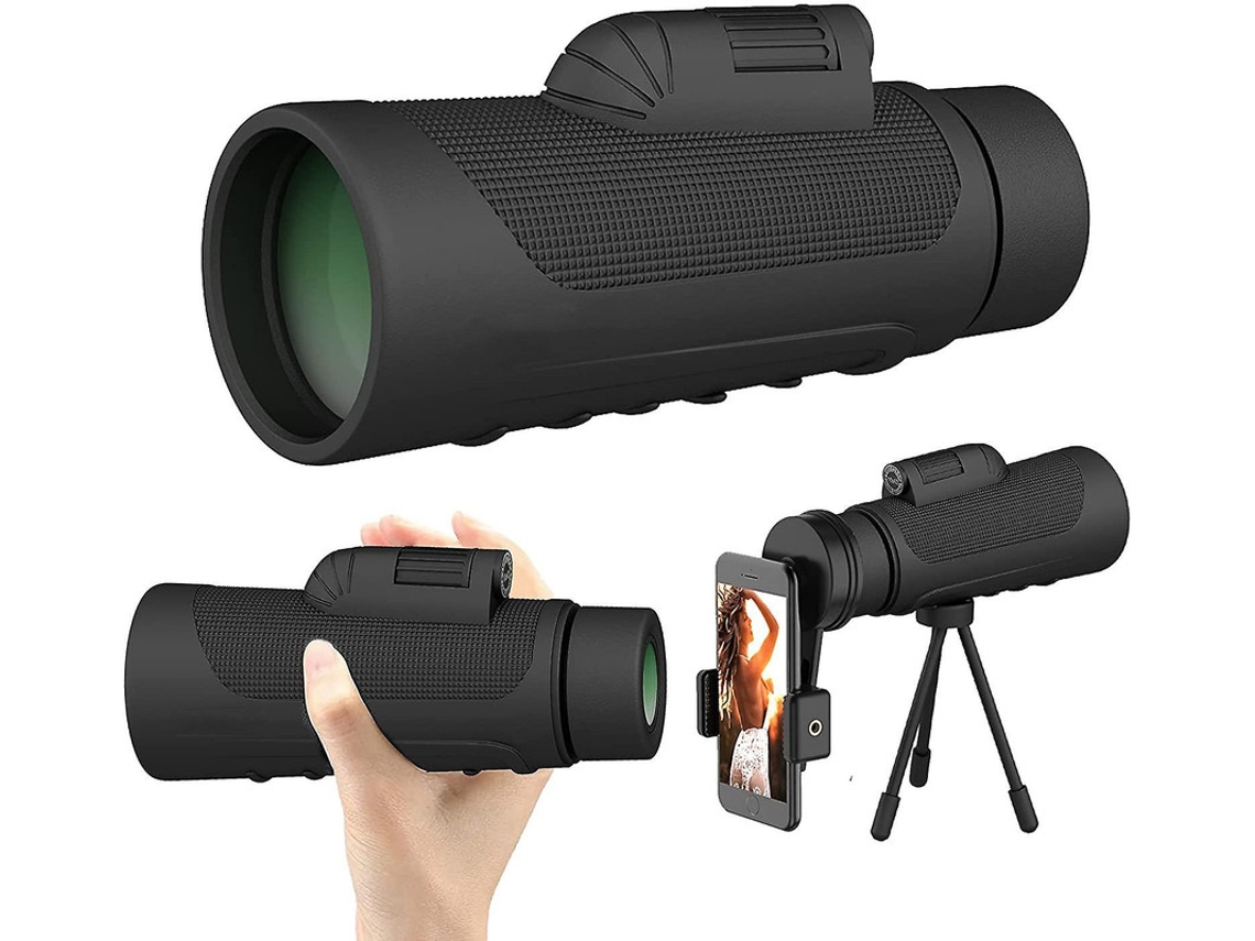 Telescópio Monocular 10x42 Hd Tripé Adaptador Smartphone Observação Pássaros Caça Caminhada Acampamento Viagens Preto Bestvite