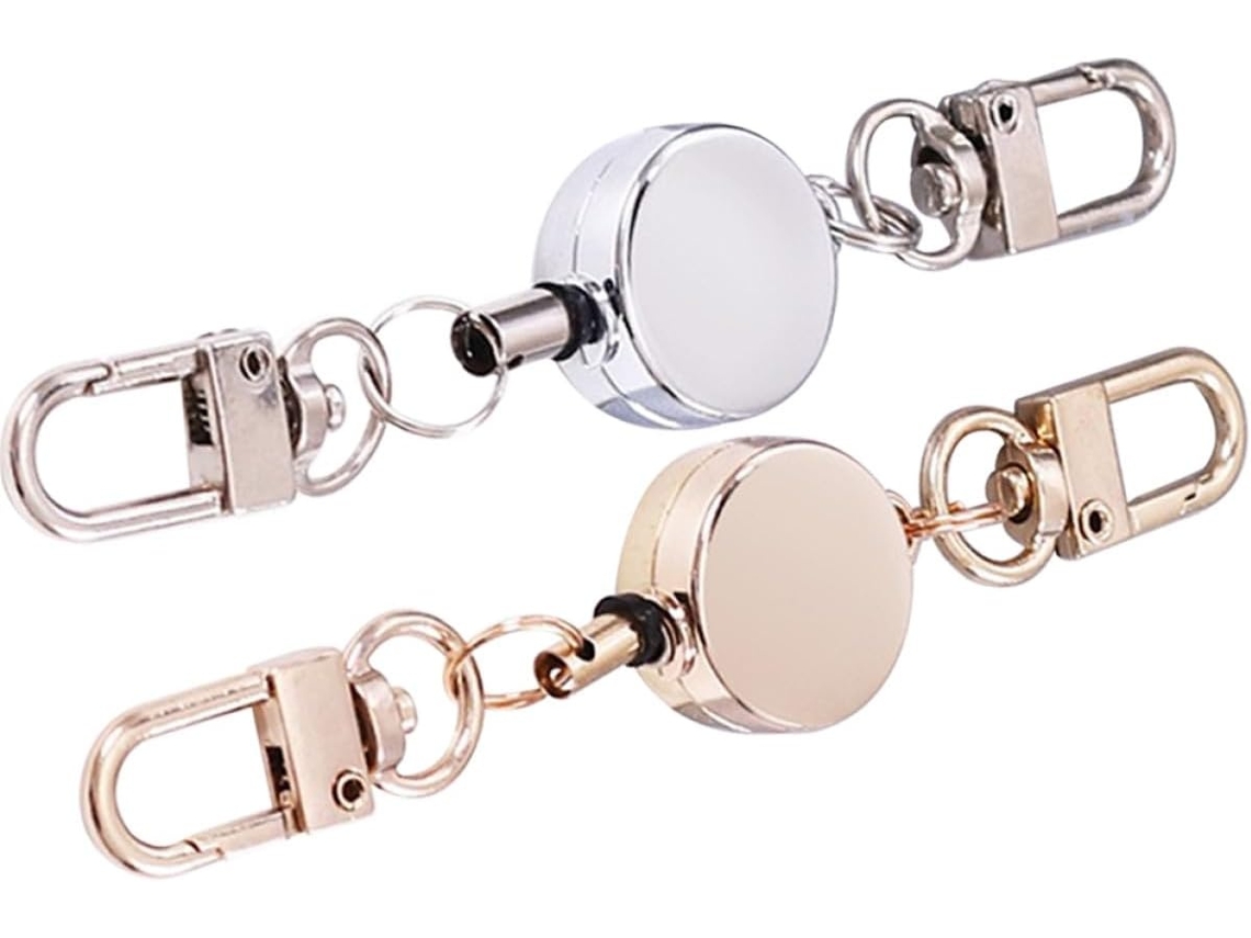 Lurelia Chaveiro Retrátil Com Cordão Com Chaveiro Em Aço E Liga Metálica 2 Peças Para Viagens E Atividades Ao Ar Livre