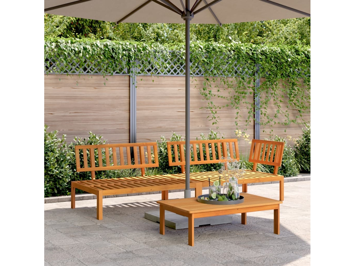 3 Pcs Conjunto De Móveis De Paletes P/ Jardim Acácia Maciça Dkd Home Decor