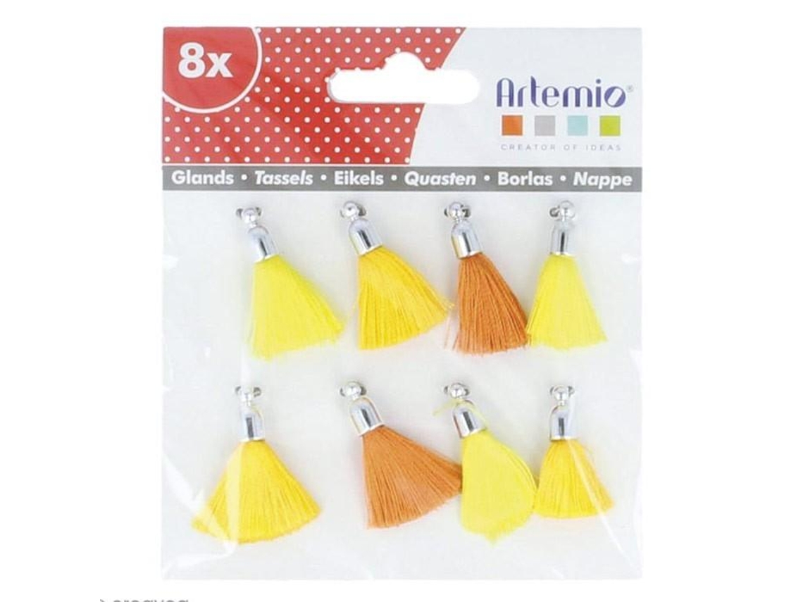 8 pompons amarelo-laranja Artemio