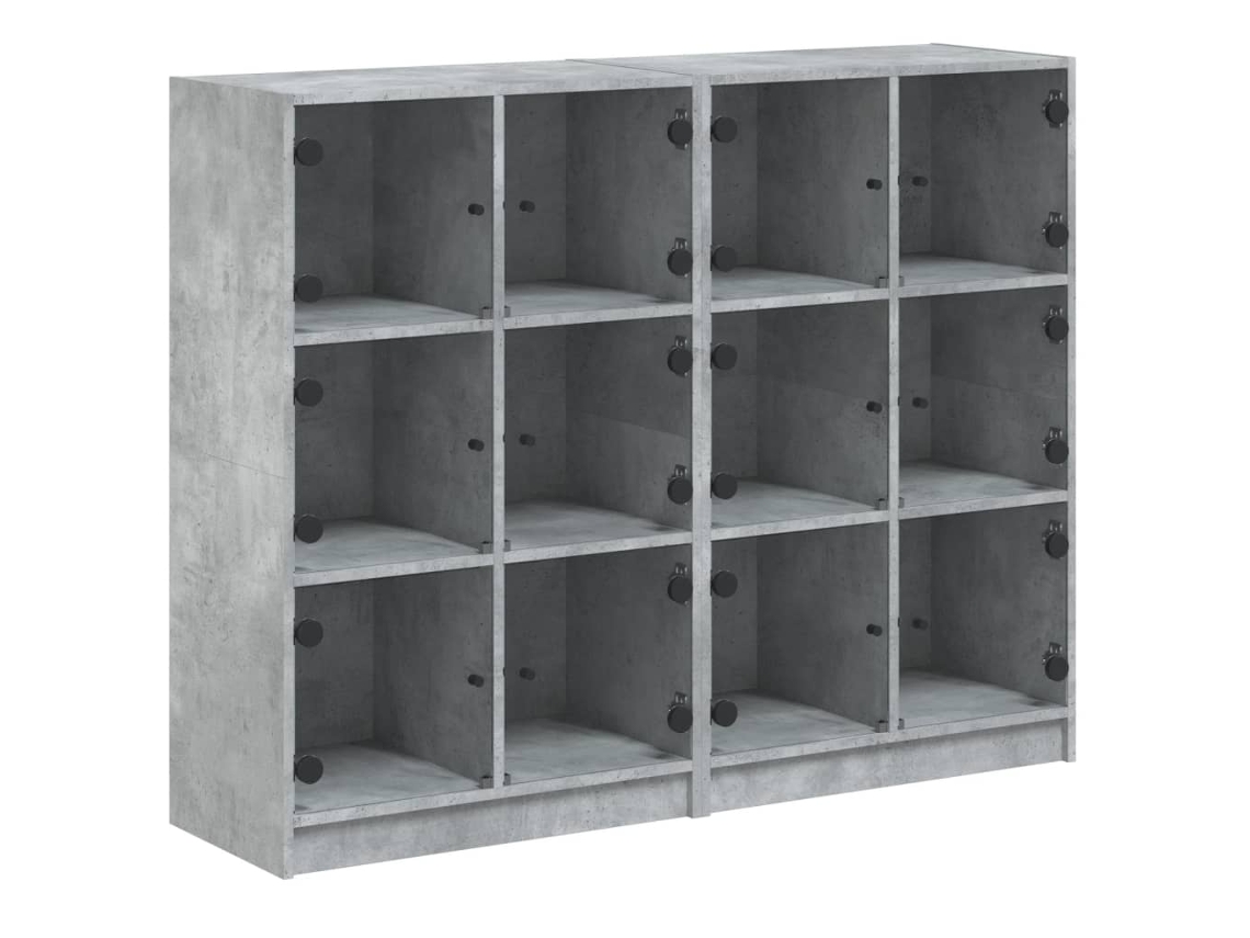 Prateleira com Portas Derivados Madeira Cinza Cimento 136x37x109 cm MAISON EXCLUSIVE