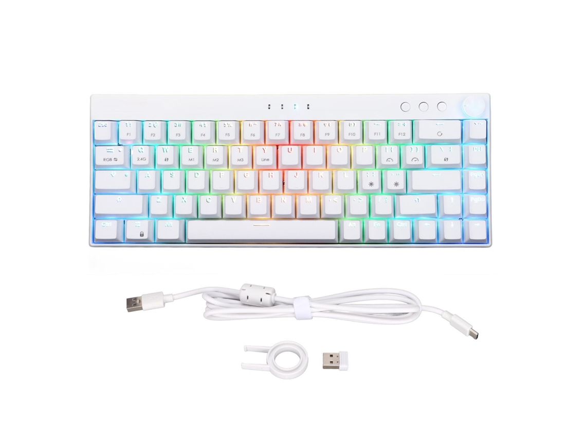 Lurelia Teclado Mecânico Gamer Sem Fio Com 68 Teclas Retroiluminadas Rgb, Switches Vermelhos, Bateria De 1800mah E Tecnologia N Key Rollover