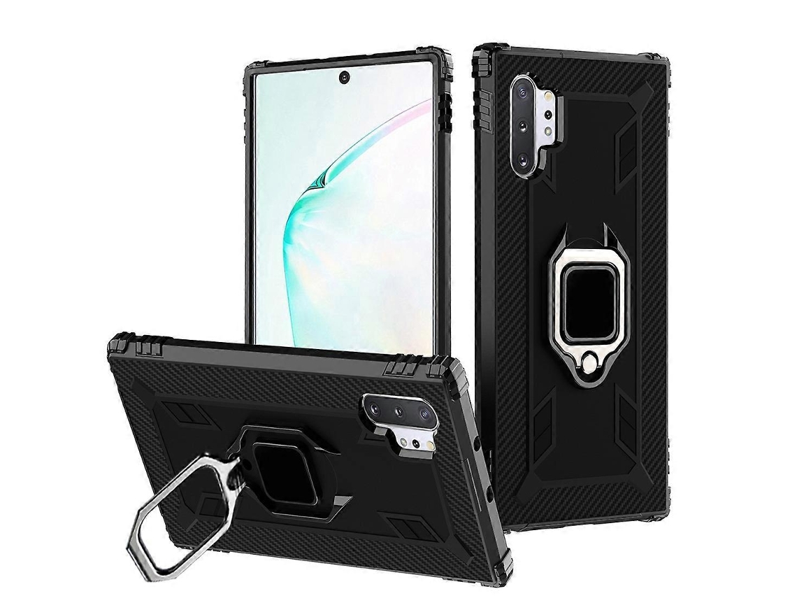 Capa Protetora De Fibra De Carbono Com Suporte De Anel Giratório De 360 Graus Para Galaxy Note 10