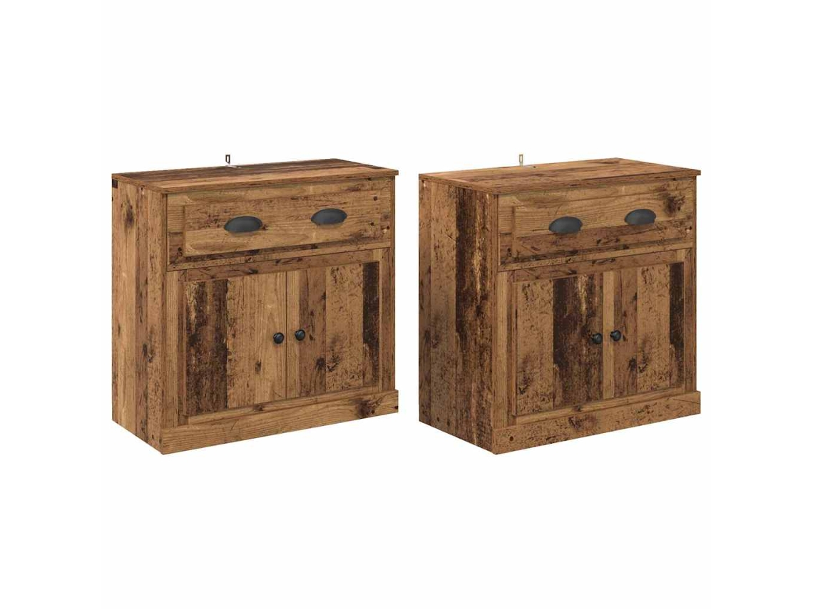 Conjunto 2 Aparadores Com Gaveta Vidaxl Madeira Antiga (70 X 35,5 X 67,5 Cm)