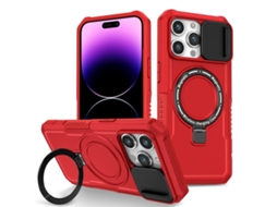 Capa Zruxe Compativel Com Iphone 14 Pro Max (sliding Camshield - Magsafe - Tpu Hybrid Pc - Vermelho)