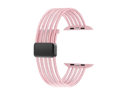 Pulseira Elástica Entrançada Para Apple Watch Séries 11/ 10/9/8/ 7/ 6/ 5/4 / Se (38 Mm, 40 Mm E 41 Mm), Com Fecho Magnético Rosa Claro Panoona
