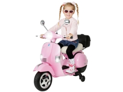 Moto Elétrico Infantil Vespa, Licenciado, Pneus De Eva, Faróis De Led, Caixa De Armazenamento, Módulo De Som, Rodinhas De Apoio