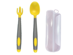Conjunto de Utensílios para Bebês Colher e Garfo com Estojo de Viagem Resistente e Flexível NEVEANCE