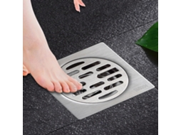 Ralo de Chão Quadrado com Filtro, Antiderrapante, para Chuveiro, Tampa Removível, em Aço Inoxidável, Ideal Banheiro e Vaso Sanitário. AQUAFORGE