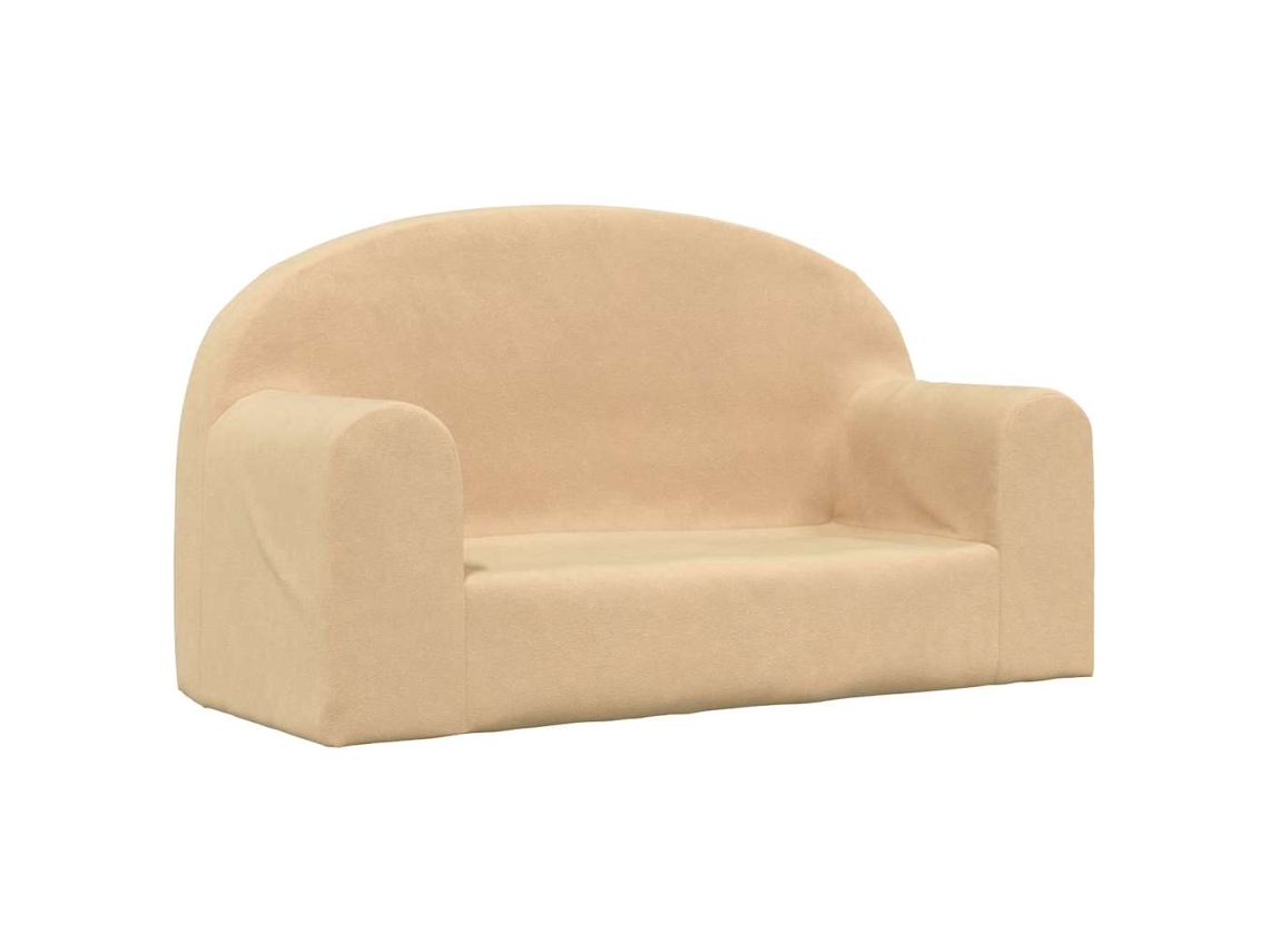 vidaXL Sofá infantil 2 lugares peluche macio creme