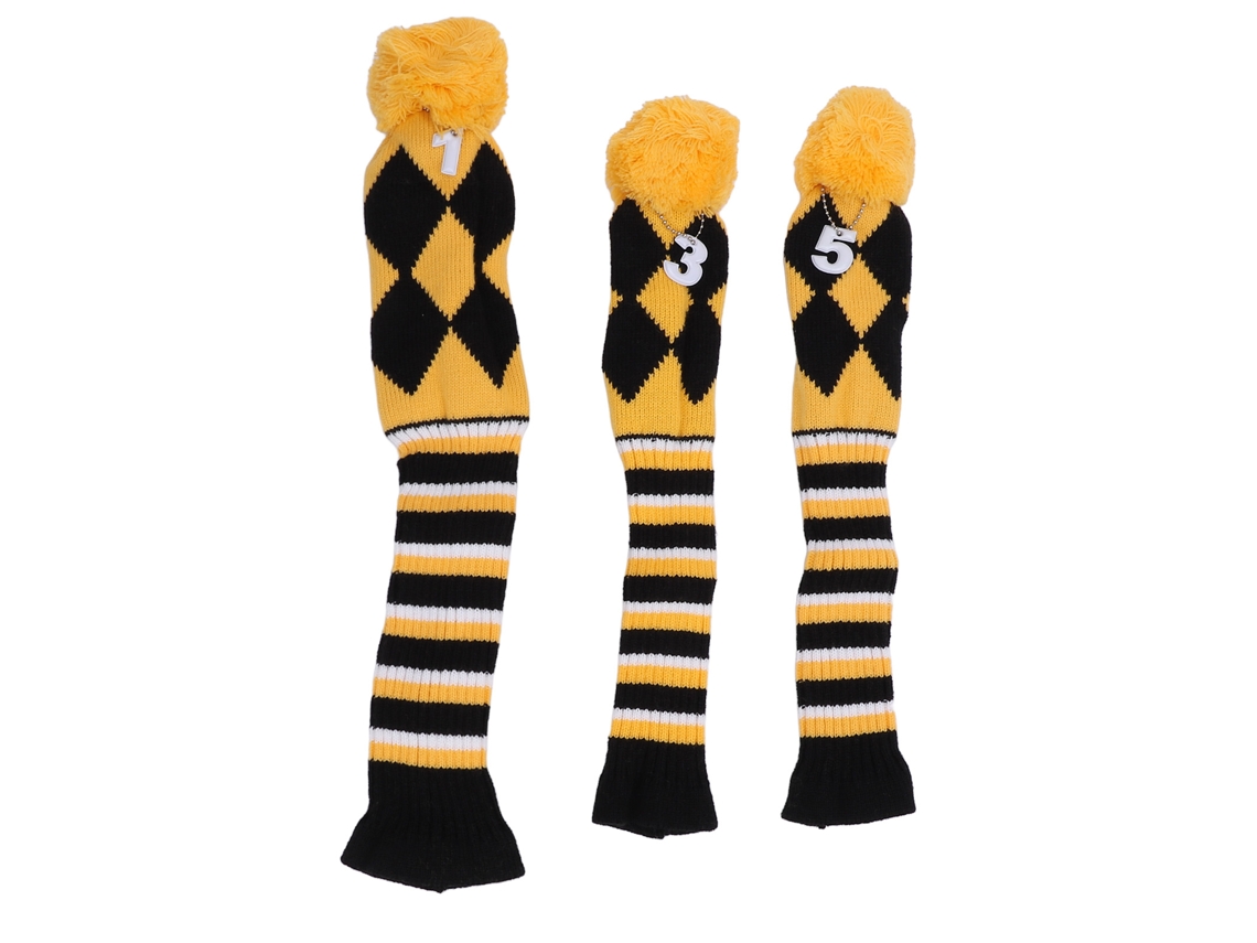 Capa de Cabeça de Taco de Golfe 3pcs com Padrão Fino e Pom Pom Business