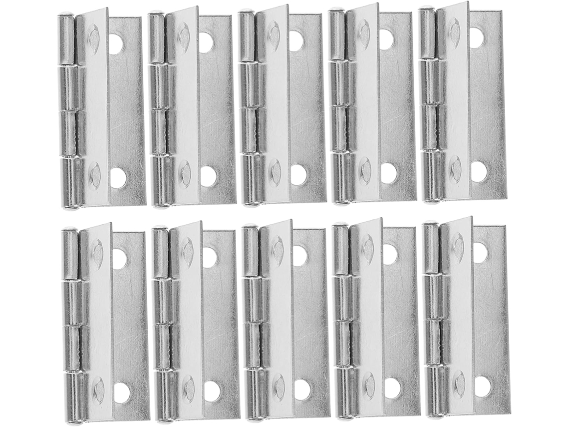 Conjunto De 20 Dobradiças Planas Pequenas Em Aço Inoxidável Com Furo
