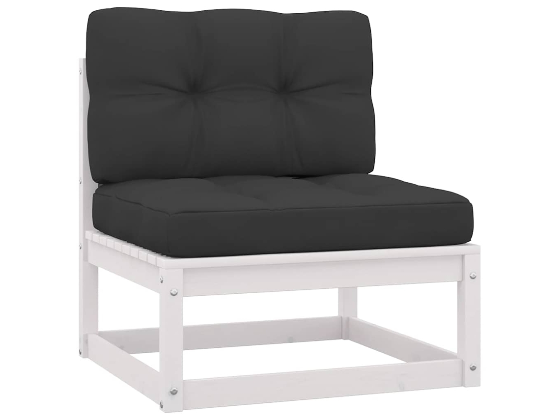 Maison Exclusive - 2 Pcs Conjunto Lounge Jardim C/ Almofadões Pinho Maciço Branco