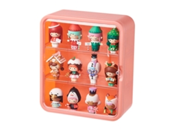 Estante de Armazenamento para Bonecas com Tampas Transparentes, Organizador de Brinquedos Pequenos, Rosa