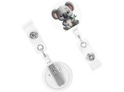 Porta Crachá Retrátil Reforçado, Modelo Koala, Chaveiro