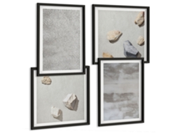 Composição De Quadros Texturas Modernas Minimalistas Espelharte (4 Peças)