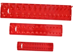 Organizador De Soquetes De 3 Peças, Suporte Métrico, Plástico Vermelho, Armazenamento Prático E Resistente.
