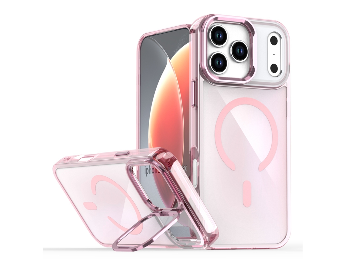 Capa Para Iphone 17 Pro, Capa Protetora Degradê Com Suporte, Rosa