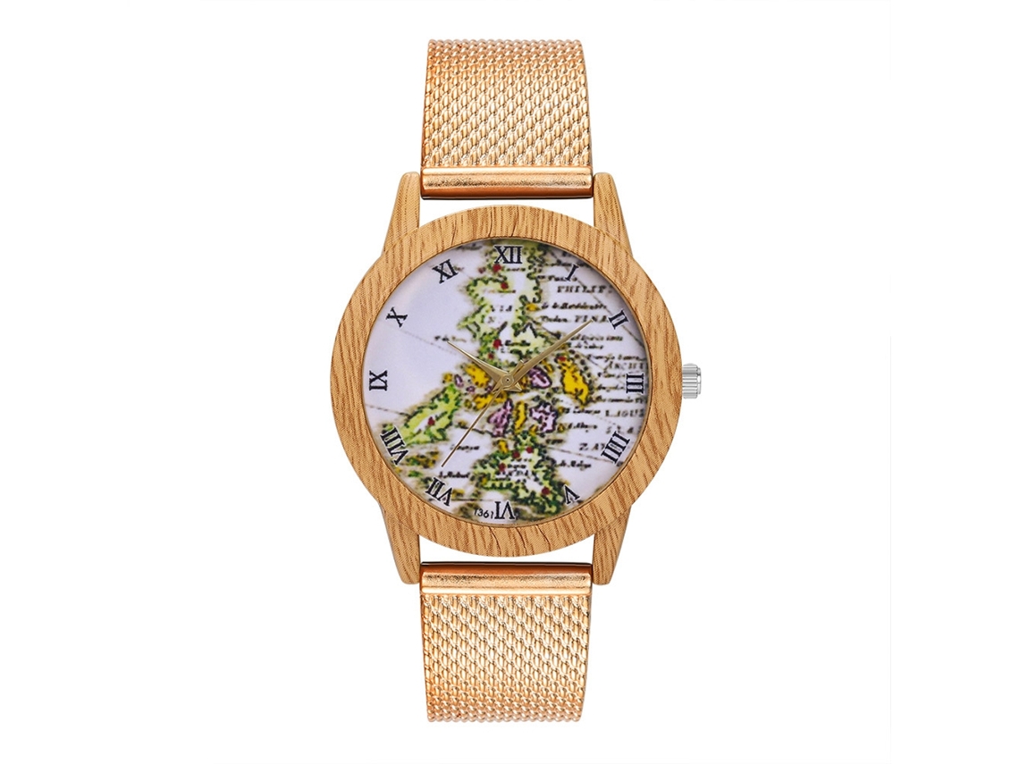 Reloj De Pulsera Analógico De Cuarzo Con Correa De Malla Moderna Oro Rosa Para Hombre Y Mujer