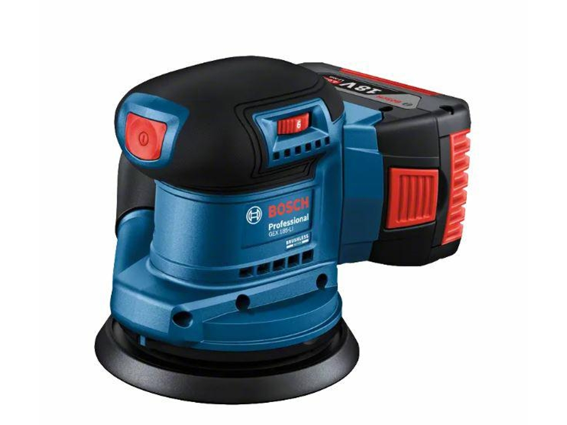 Lixadeira orbital aleatória 125mm Gex 185 Li 1x4.0ah Case Bosch