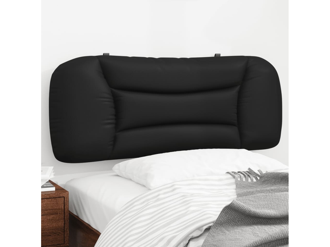 Vidaxl Almofadão De Cabeceira Hvar 100 Cm Couro Artificial Preto