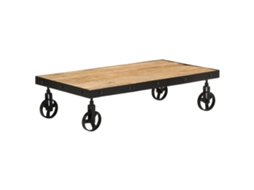 Vidaxl Mesa De Centro C/ Rodas Madeira Mangueira Maciça 100x55x26 Cm