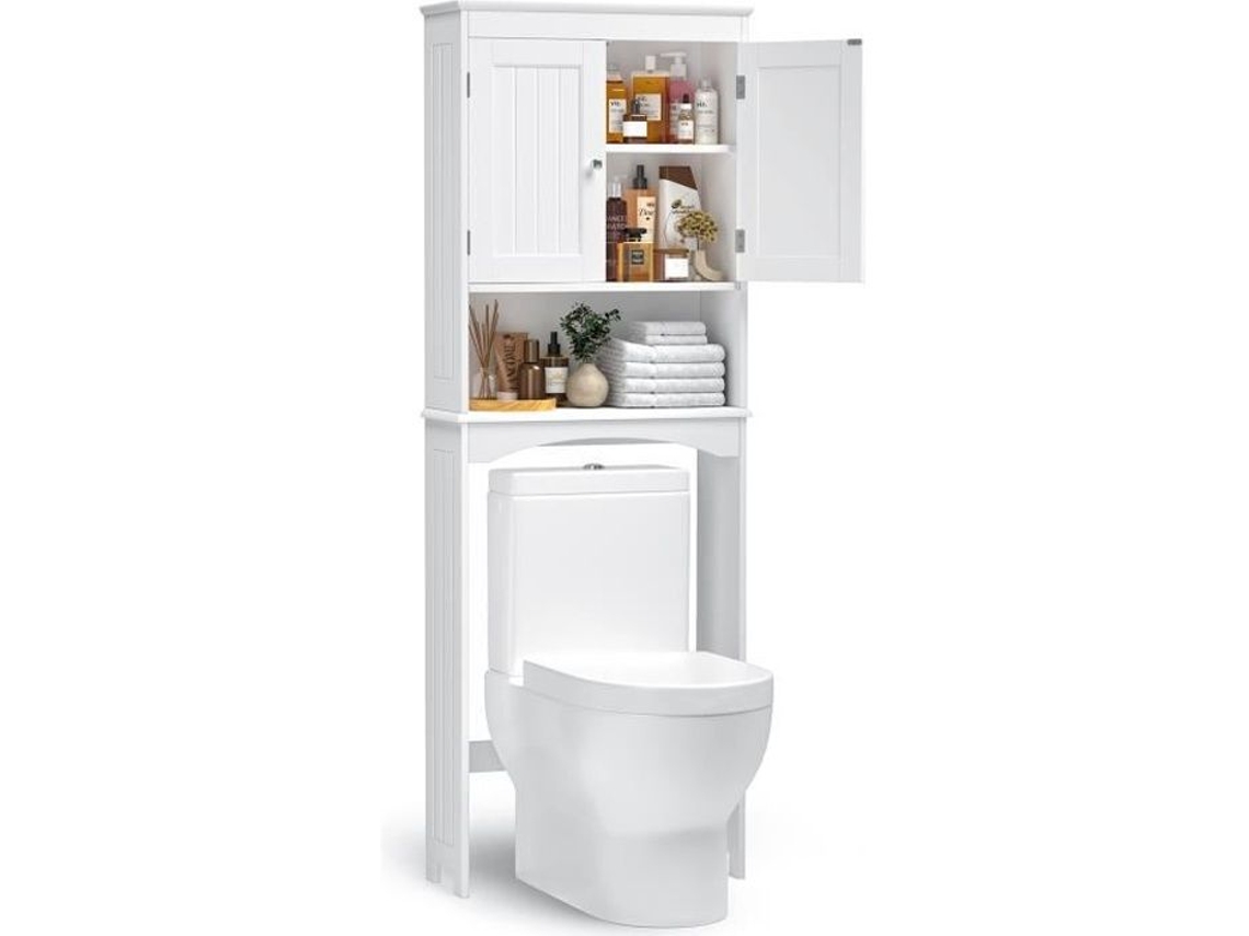 Móvel Coluna Banheiro Bealife - Armazenamento Em Cima Do Vaso Sanitário - 1 Prateleira Ajustável - 2 Portas - 3 Andares
