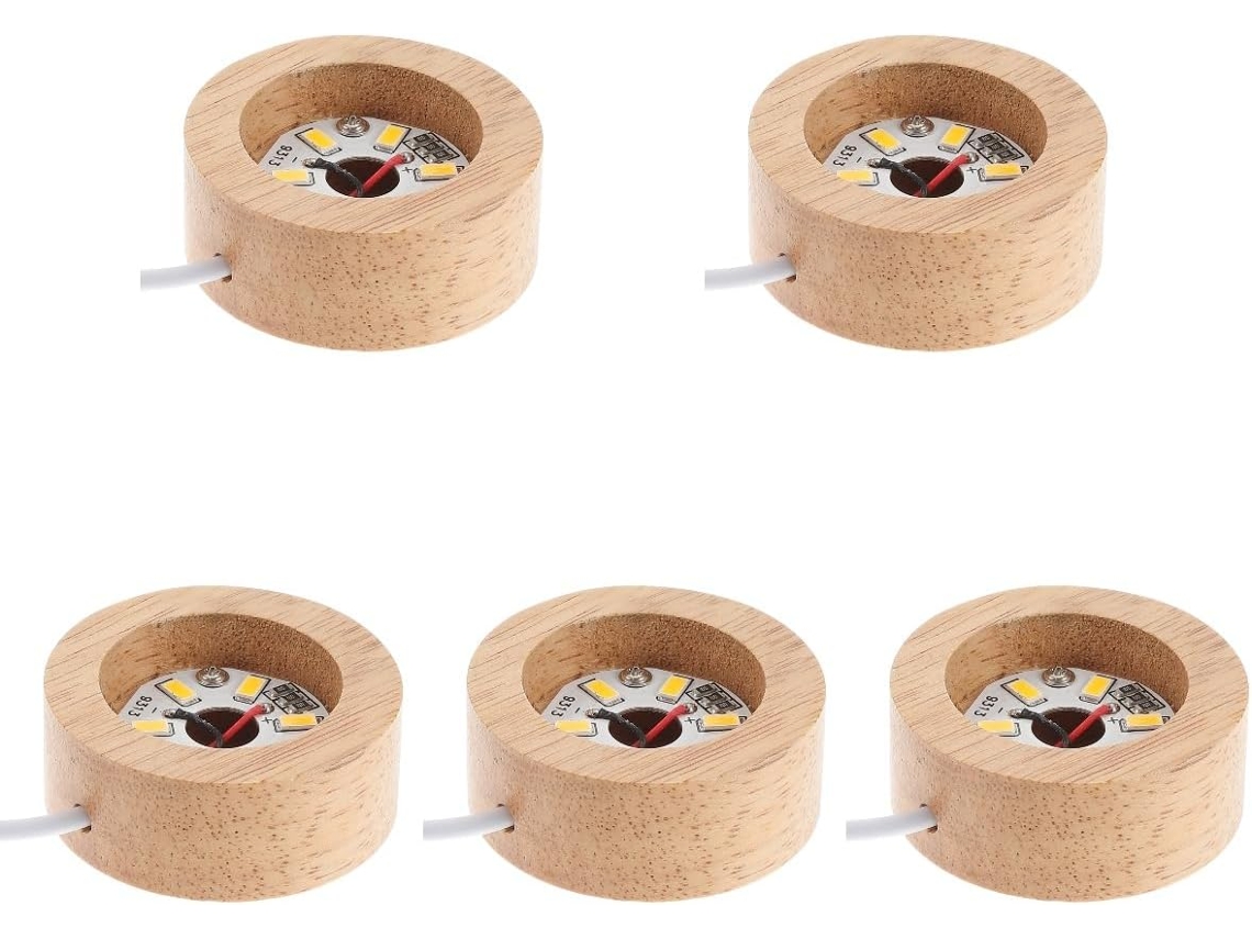 Base De Madeira Homoyoyo, 5 Peças, Para Lâmpada Led Com Luz Quente, Suporte Estável Para Bola De Cristal, Ideal Para