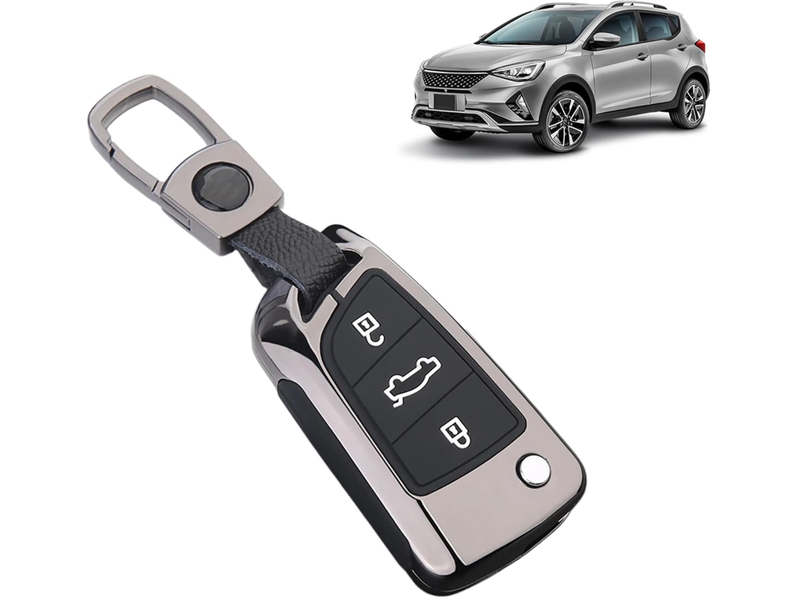 Capa De Chave Carro Em Metal E Silicone Compatível Com Jac 2-smart 2025 2026sei 4-comfort 2021-2026, Acessório Elegante
