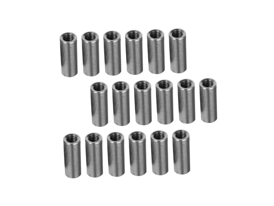 Conjunto De 20 Porcas Cilíndricas Em Aço Inoxidável Com Rosca Precisão E Resistência À Corrosão, Ideais Para Portas De