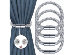 Suporte Magnético Para Cortina, Criativo Cortina Suspensa, Fivelas Amarrar Cortinas, Decoração De Casa, 4 Peças Aquaforge (prateado)