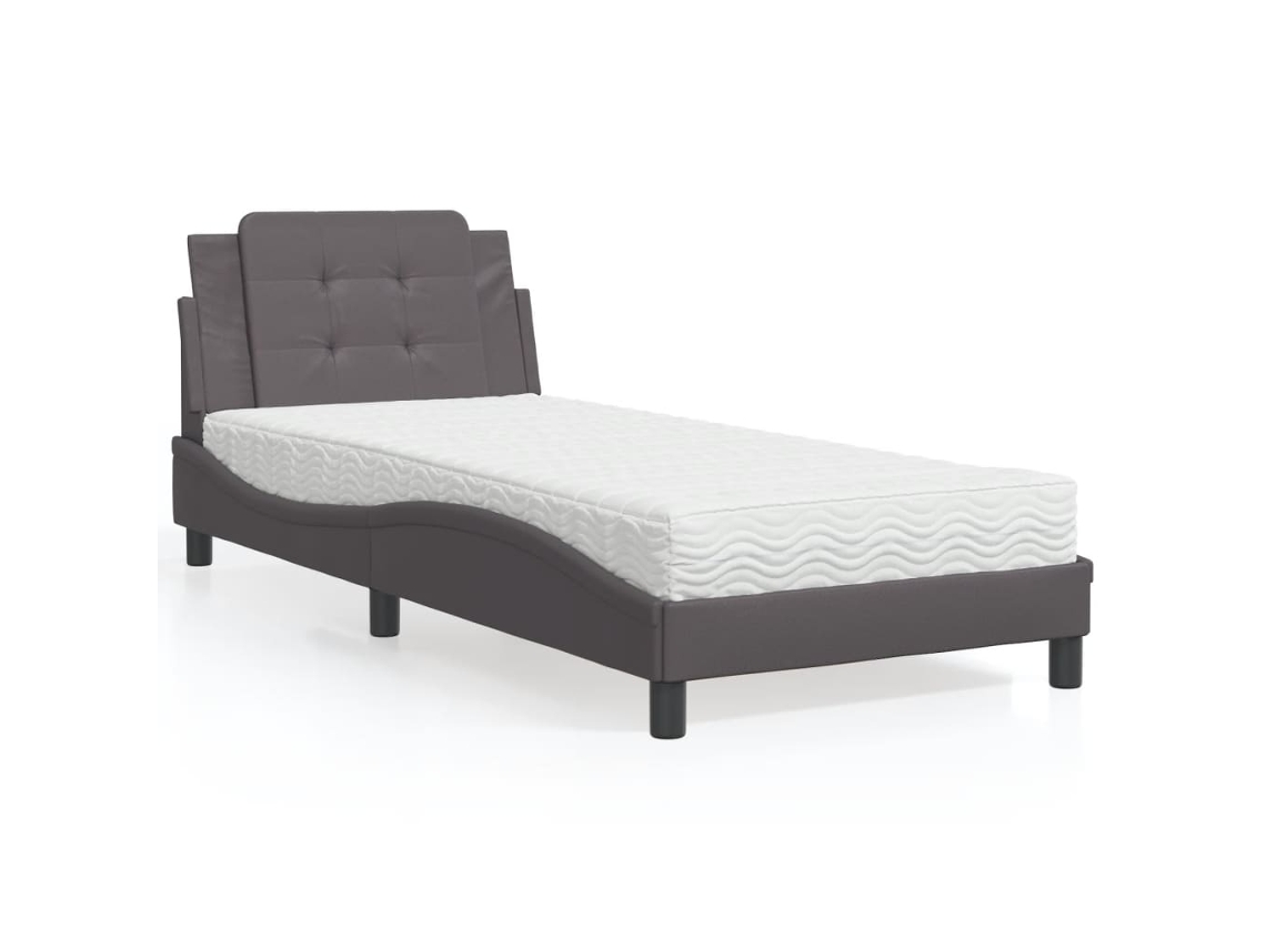 Vidaxl Estrutura De Cama Sem Colchão Zadar 80x200 Cm Couro Artificial Cinzento