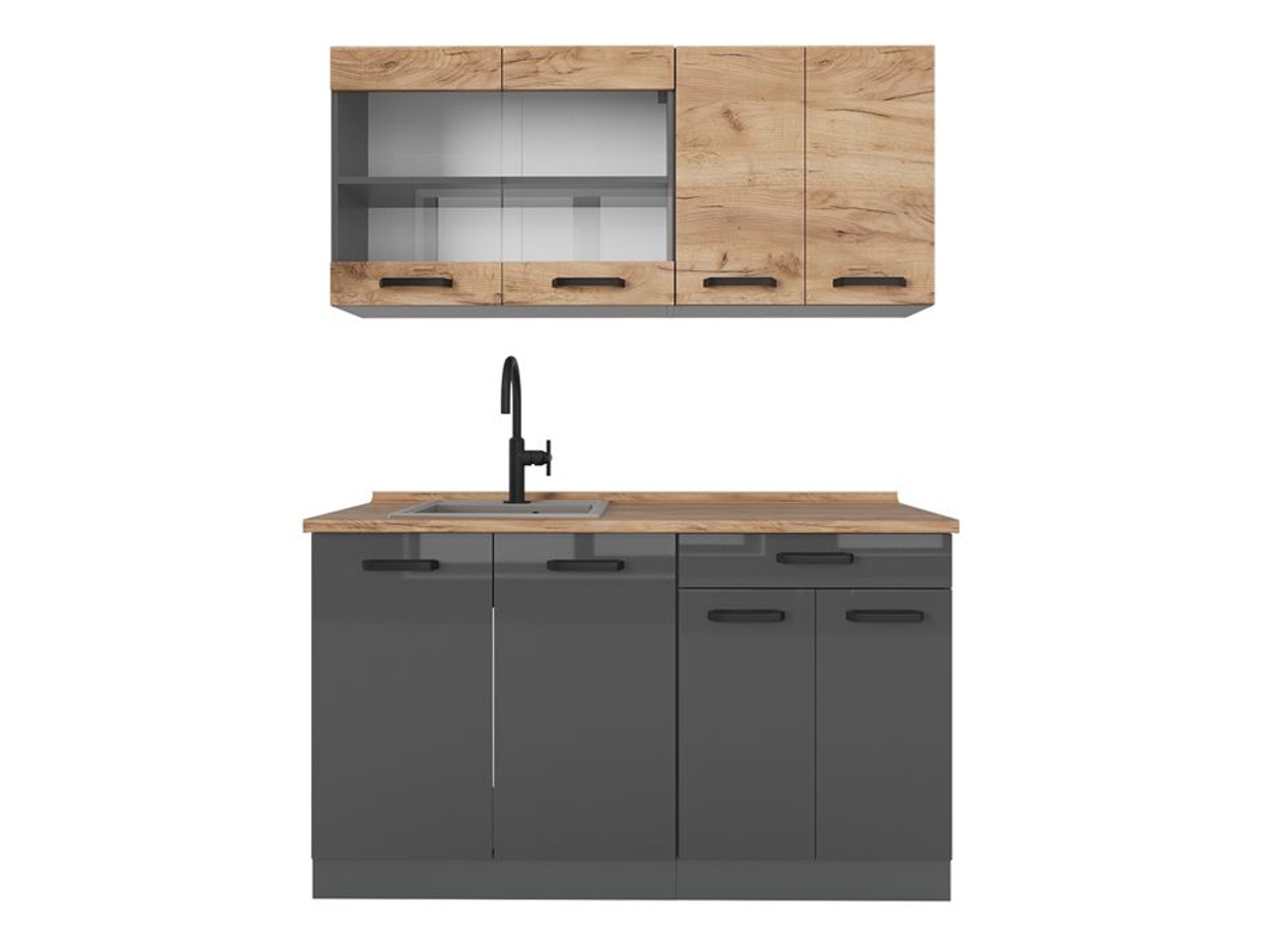 Cozinha R-line, Armários Bicolores De 140cm, Pt Carvalho, Carvalho Dourado/anfiteatro, Antracite, Vicco