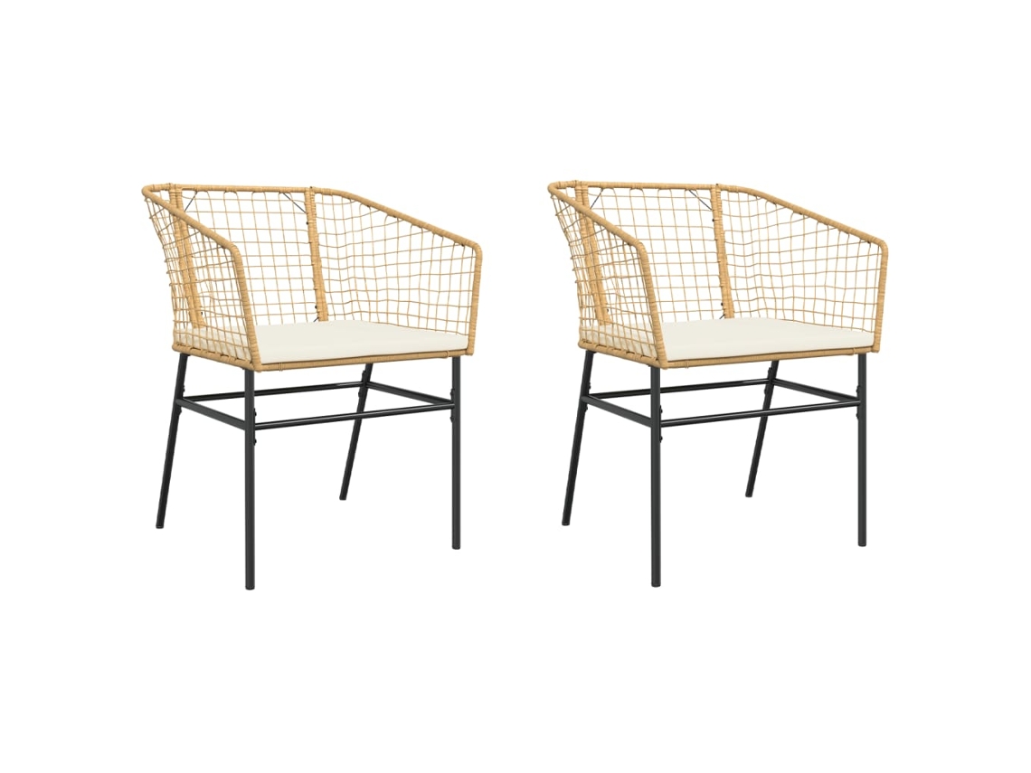 Conjunto de 2 Cadeiras de Jardim com Almofadões Vime Pe Castanho MAISON EXCLUSIVE