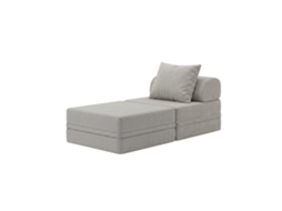 Sofá Modular 1 Lugar + Puff Convertível  Liso Cinza Gelo