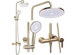 Conjunto Chuveiro Pincel Dourado Rea Ontario
