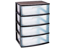 Tradineur Gaveta De Organização Nilo Ideal Para Casa Ou Trabalho Fabricação De Plástico 4 Gavetas Translúcidas 80,5 X 56 X 40 Cm Cor Preto Acan