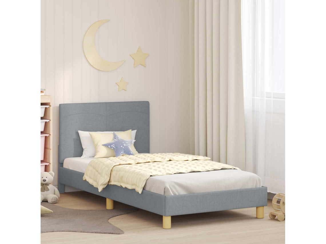 Vidaxl Estrutura De Cama Infantil Com Cabeceira Cinzento-claro Tecido