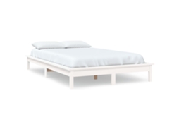 Cama Sem Colchão 140x190 cm Madeira de Pinho Maciça Branco MAISON EXCLUSIVE
