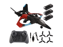 Mali avião de Controle Remoto com Luz Led 2.4ghz Planador Super para Meninos Meninas Presentes Aniversário Vermelho Três Baterias